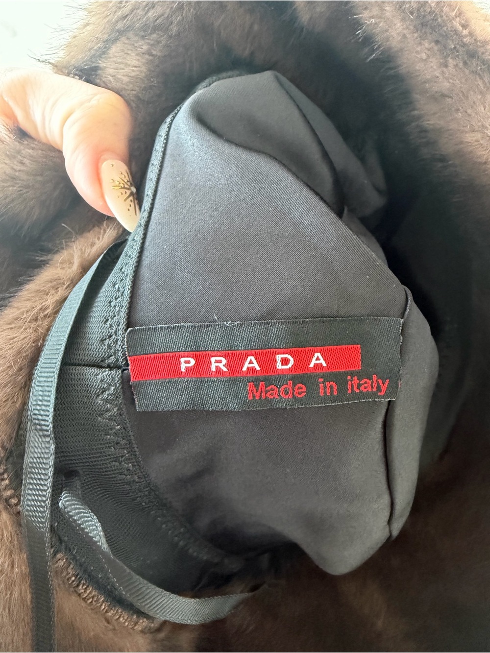 Prada Brown (synthetic) Faux Fur Bucket Hat - one size - new - no tags - Picture 15 of 16